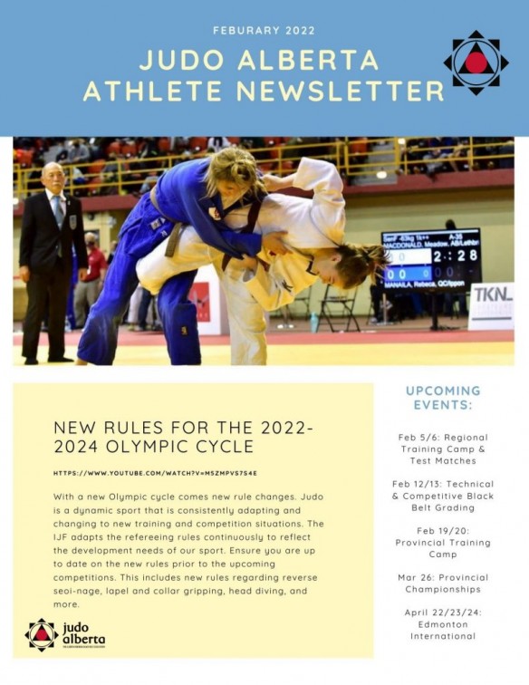 Judo Alberta Athlete Newsletter – February 2022