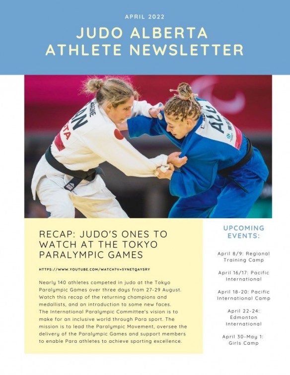 Judo Alberta Athletes Newsletter